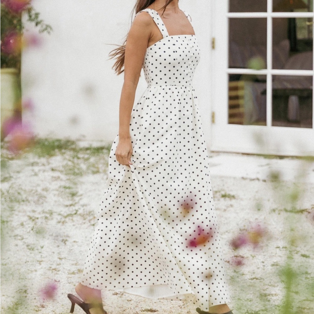Petal & Pup Cream Polka Dot Midi Dress - Picture 2 of 9